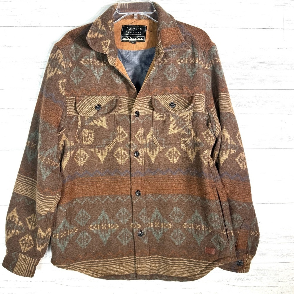 Jachs Wool Blend Button Shirt Jacket Mens Medium Aztec Southwestern Shacket